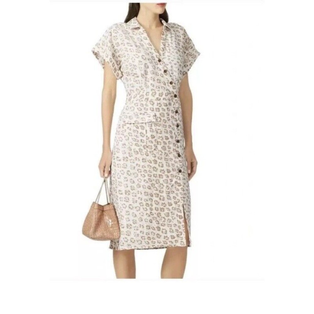 Joie Cream Leopard-Print Button Midi Dress